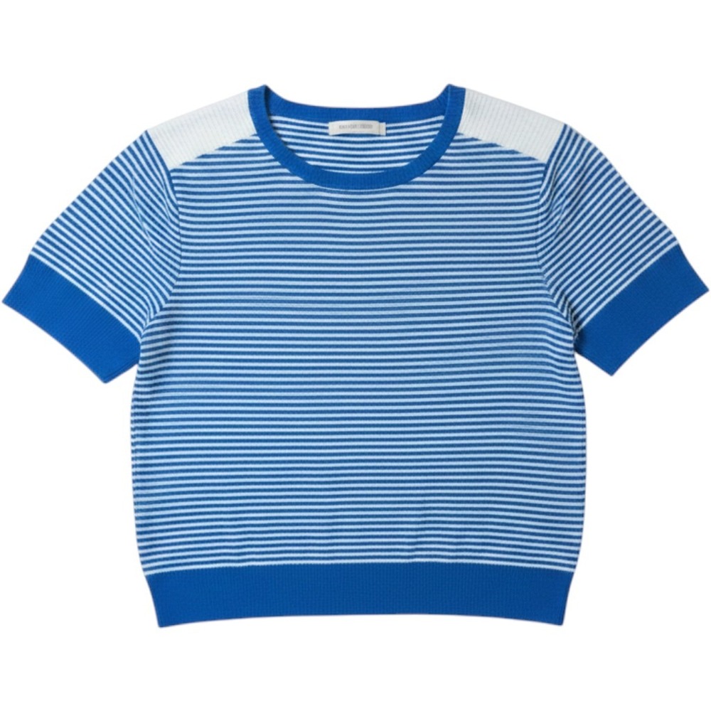 Brooks Brothers Blue White Striped‎ Short Sleeve Cotton Knit Sweater Top P